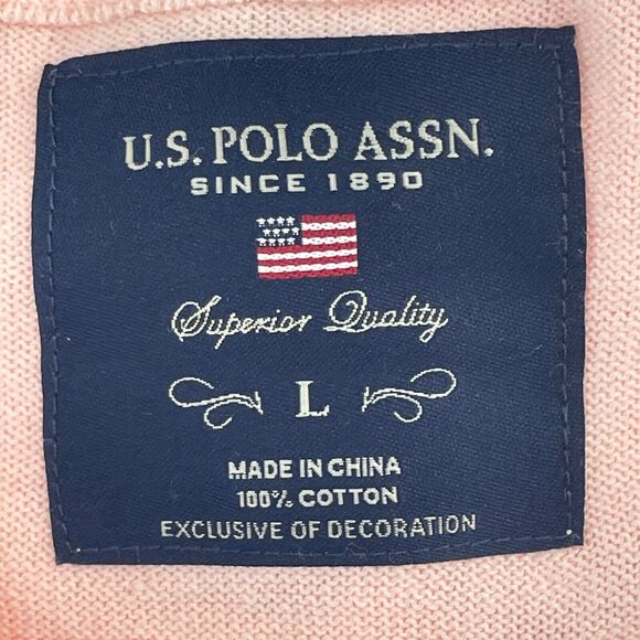 US Polo Assn Sweater Womens L Rose Pink Star Knit Pullover Layering Crew Neck NE - Picture 6 of 10